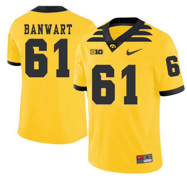 2019 Men #61 Cole Banwart Iowa Hawkeyes College Football Alternate Jerseys Sale-Gold - Click Image to Close